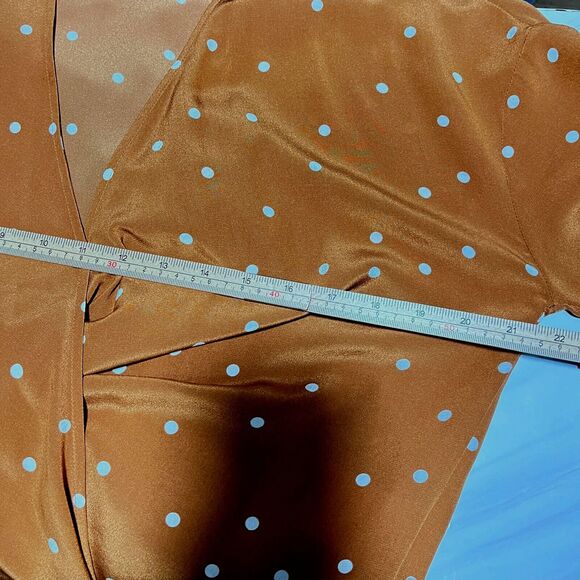 Sezane Blouse Women 42/US 10 Anya Orchard 100% Silk Polka Dot Wrap Tie Romantic - Picture 10 of 13